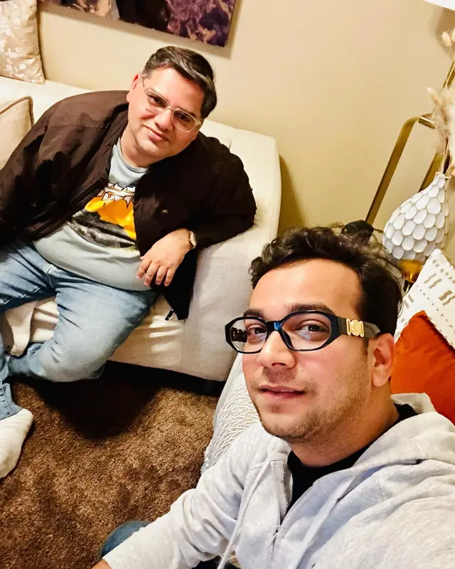 Nabil Valiulla with a friend at home