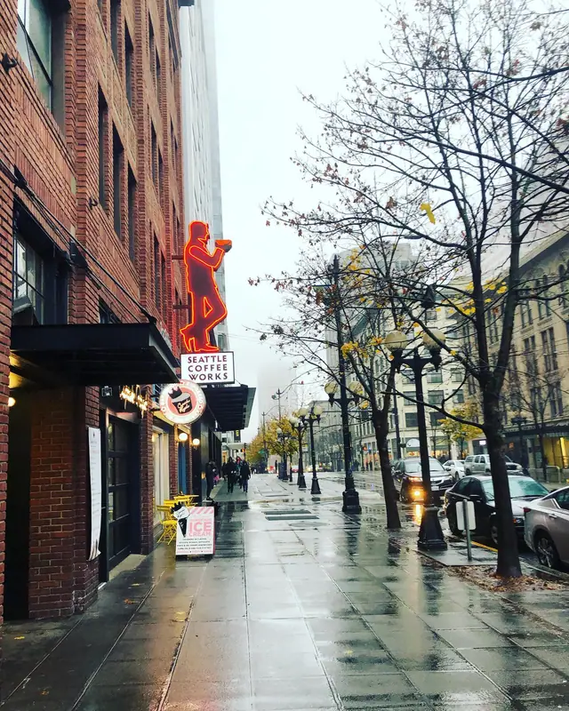 A rainy city street